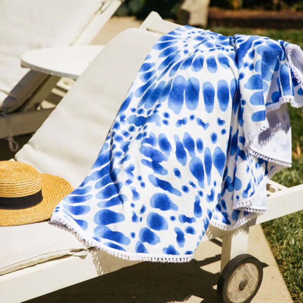 Indigo Round Turkish Beach Towel